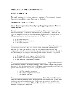 exercises on paragraph writing topic sentences