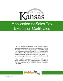 Pub. KS-1528 Application for Sales Tax Exemption Certificates (Rev