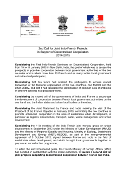 2nd Call for Joint Indo-French Projects in Support of