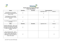 Positive Behaviour Support Manager Person Specification Values