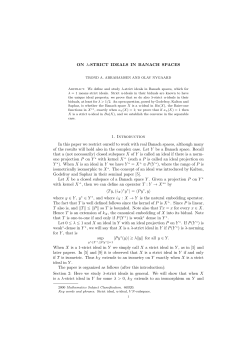 ON &lambda;-STRICT IDEALS IN BANACH SPACES 1. Introduction In this