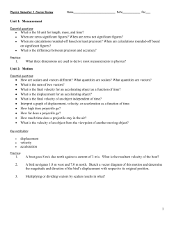Honors Chemistry Semester 1 Exam Review