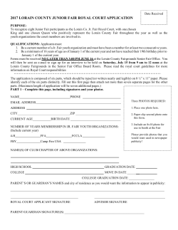 2017 LORAIN COUNTY JUNIOR FAIR ROYAL COURT APPLICATION