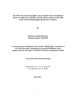 The effect of socio-demographic, socio - WIReDSpace Home