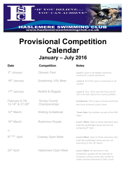 Competition Dates 2016 - Haslemere Swimming Club