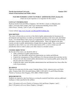 Florida International University Summer 2011 School of International