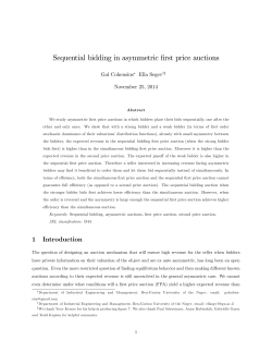 Sequential bidding in asymmetric first price auctions