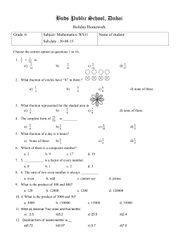 Buds Public School, Dubai Holiday Homework Grade :6 Subject