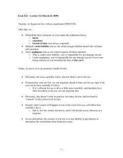 Lecture 16 - an economic model of torts: victim and injurer