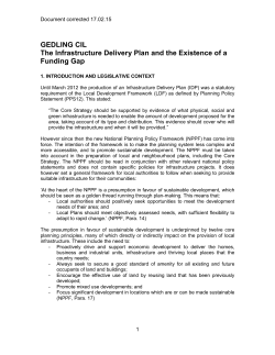 Infrastructure Delivery Plan and the Existence of a Funding Gap