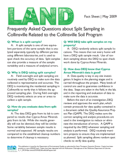Frequently Asked Questions about Split Sampling in Collinsville