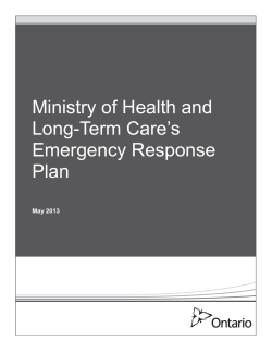 Ministry of Health and Long-Term Care`s Emergency Response Plan