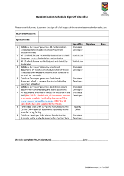 CHL14 Randomisation Schedule Sign Off Checklist