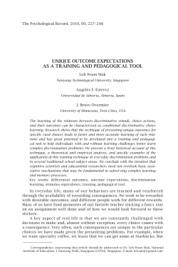 Unique Outcome Expectations as a Training and