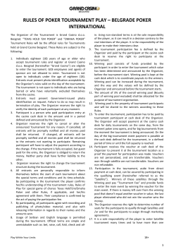 rules of poker tournament play – belgrade poker international