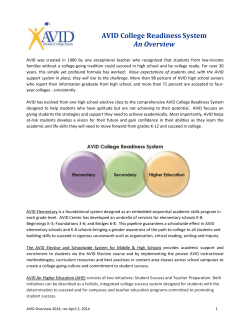 AVID College Readiness System An Overview