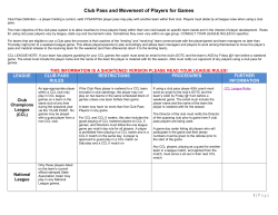 Club Pass and Movement of Players for Games
