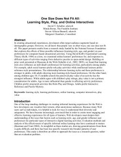 One Size Does Not Fit All: Learning Style, Play, and Online Interactives