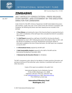 Zimbabwe: 2017 Article IV Consultation