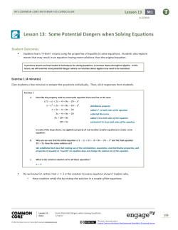 Algebra I Module 1, Topic C, Lesson 13: Teacher