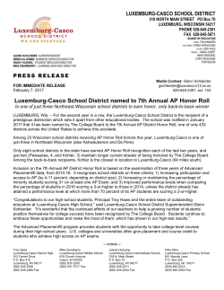 Luxemburg-Casco School District named to 7th Annual AP Honor Roll
