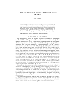 A NON-COMMUTATIVE GENERALIZATION OF STONE DUALITY 1