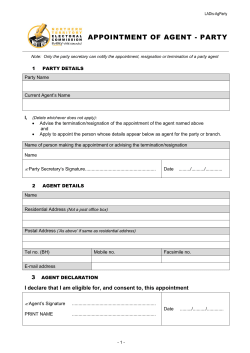 APPENDIX 1 Appointment Of Candidate`s Agent &ndash; Example