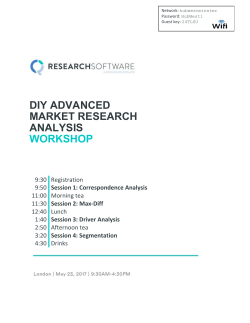 Session 1: Correspondence analysis