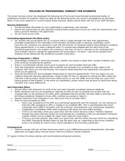 Policies of Professional Conduct for Students
