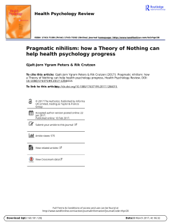 Pragmatic nihilism: how a Theory of Nothing can help health