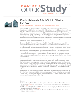 Conflict Minerals Rule is Still in Effect &ndash; For Now