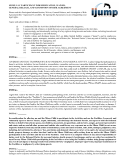 IJUMP, LLC PARTICIPANT INDEMNIFICATION