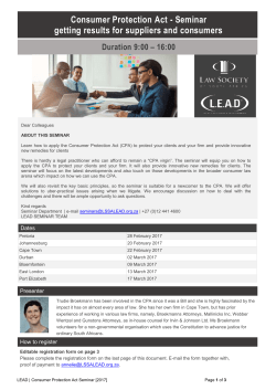 Consumer Protection Act Seminar
