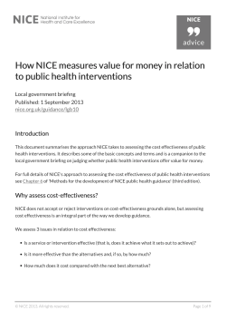 How NICE measures value for money in relation to public health