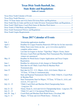 Texas Dixie Youth Baseball, Inc. State Rules and Regulations Texas