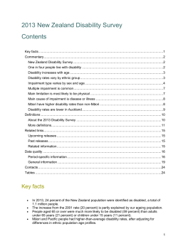 Disability Survey: 2013 - Statistics New Zealand