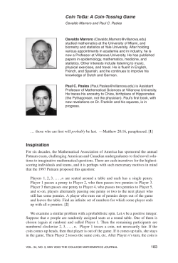 Coin ToGa: A Coin-Tossing Game Inspiration