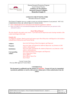 Protocol Template Guidance - Maine Medical Center Research