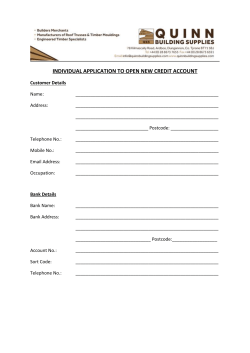 Credit Account Application Form (Personal)