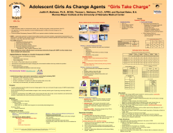 Adolescent Girls As Change Agents “Girls Take Charge”