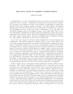 THE MANY FACES OF MODERN COMBINATORICS Combinatorics