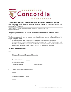 Abbreviated Summary Protocol Form for