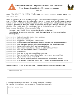 Communication Core Competency Student Self Assessment
