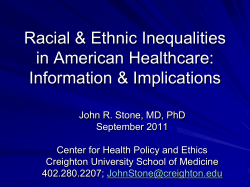 Eliminating Racial/Ethnic Health Inequalities