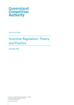 Incentive Regulation - Queensland Competition Authority