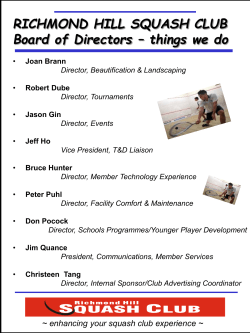 Back Event Squash makes its return for Fall Friday October 15th 7