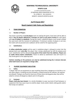 SNS 2017 Beach Captain`s Ball Rules And
