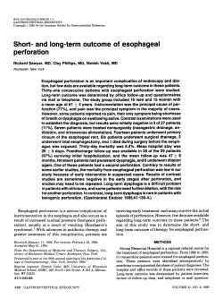 Short- and long-term outcome of esophageal perforation