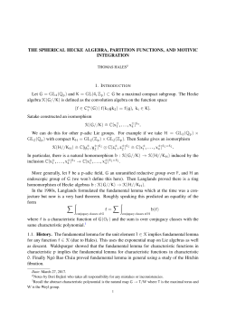 THE SPHERICAL HECKE ALGEBRA, PARTITION FUNCTIONS