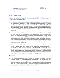 Public Statement Issues for consideration in implementing